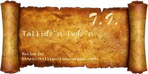 Tallián Iván névjegykártya