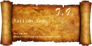 Tallián Iván névjegykártya
